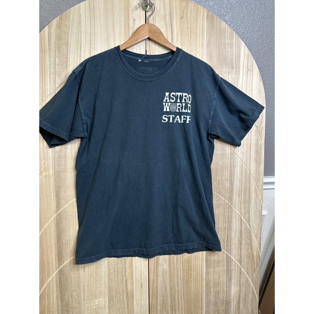 Astroworld Staff Graphic T-Shirt Black Short Sleeve Crewneck Mens L